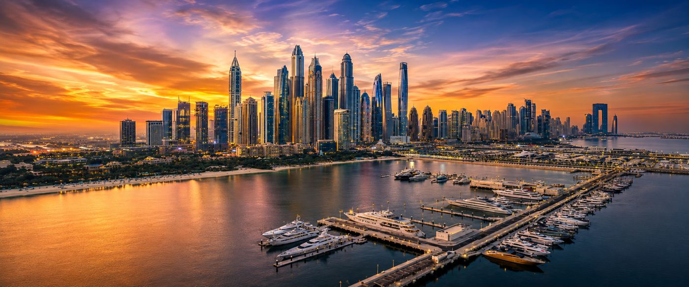 Dubai Marina at dusk