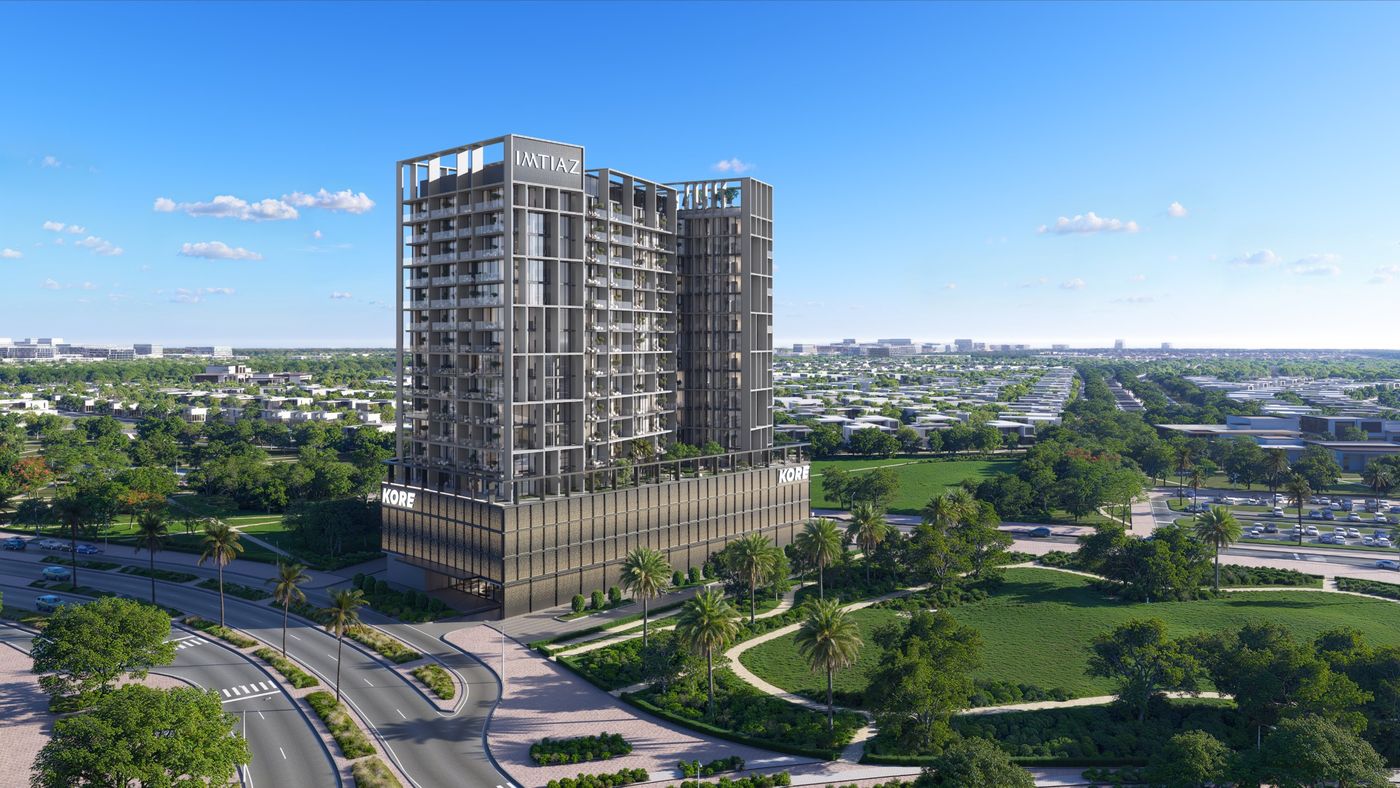 Aerial view of KORE by Imtiaz and Dubailand parks